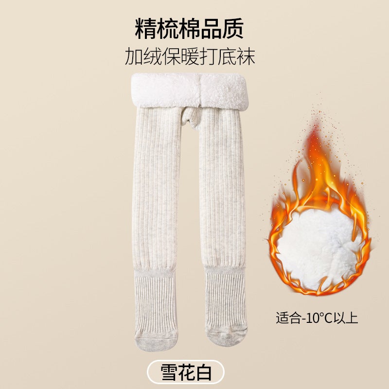 Colored Cotton Children'S Tights For Girls, Fleece-Lined, Thickened, Warm Socks, Class A Cotton, Suitable For Wearing Outside, Leggings - Image 1